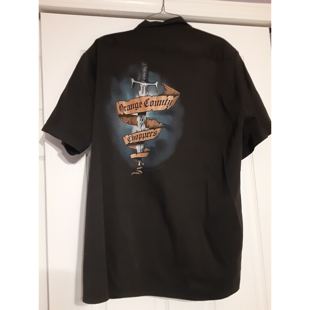 Vintage OCC Orange County Choppers Biker Button Up Shirt Men XL Orange Vtg Y2K